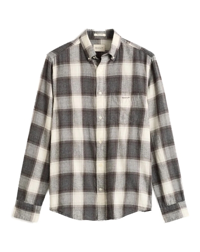 Gant - Regular Windblown Flannel Check Skjorte - Charcoal Melange